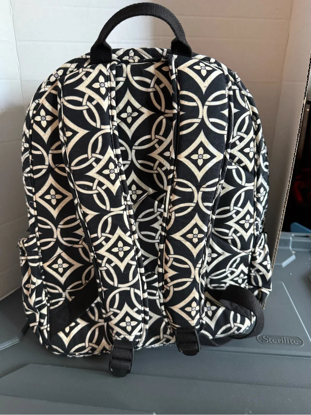Vera Bradley Black and White Patterned Quilted Backpack